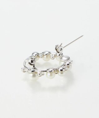 Phoebe フォーマルパールビジューサークルブローチ　シルバー シルバー