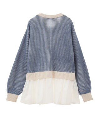 Green Parks 配色リブドッキングチュニック Blue