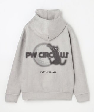 PW CIRCULUS 2025 NEW！【手洗い洗濯可】【WOMEN】キャットグラフィック スエードライク デタッチャブルフーディ ゴルフウェア レディース グレー系
