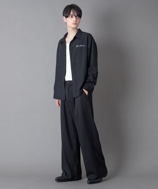 WEGO ワンポイントルーズシャツ（LS） ブラック