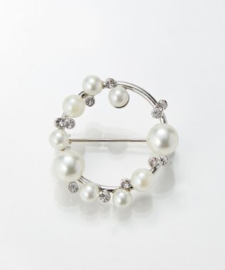 Phoebe フォーマルパールビジューサークルブローチ　シルバー シルバー