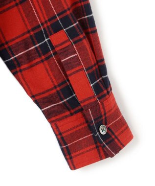 23区 L 【洗える】ブラッシュド ビエラチェック シャツ レッド系