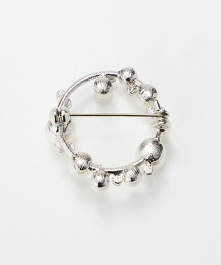 Phoebe フォーマルパールビジューサークルブローチ　シルバー シルバー