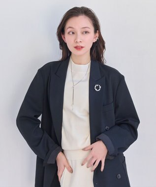 Phoebe フォーマルパールビジューサークルブローチ　シルバー シルバー