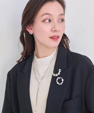 Phoebe フォーマルパールビジューサークルブローチ　シルバー シルバー