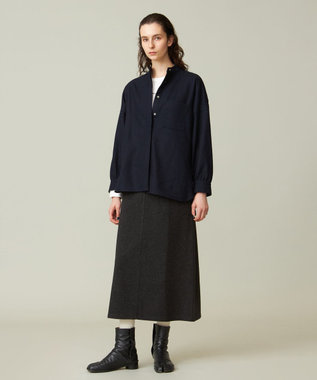 J.PRESS YORK STREET 【WOMEN】バンドカラーブラウス ネイビー系