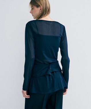 uncrave トリコットシフォン カシュクールトップス ネイビー