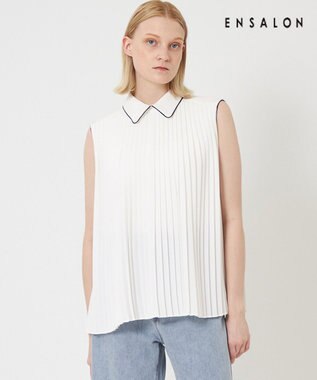 BEIGE， 【WEB限定】PERLE / プリーツブラウス White