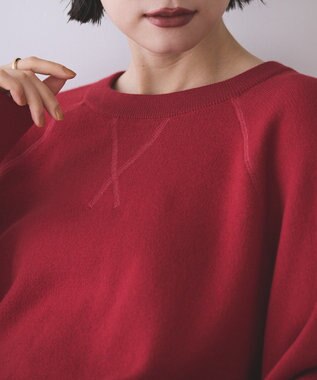 AMERICAN HOLIC ソフトコットンスウェットライクニットトップス レッド