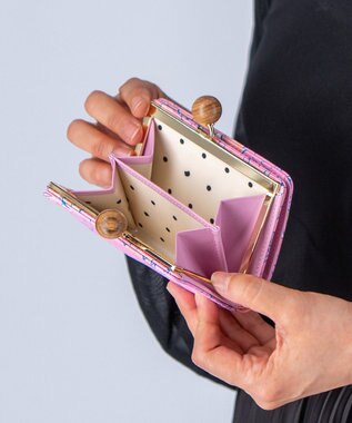 tsumori chisato CARRY 葉っぱ がま口 2つ折り財布 ピンク