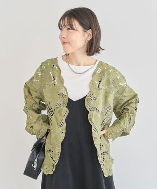 Green Parks ・ＥＬＥＮＣＡＲＥ　ＤＵＥ　レーシーカーディガン Khaki