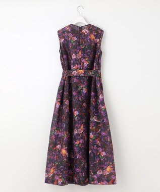 自由区 【カトリエムブーケ】フラワープリントフレアワンピース ボルドー系