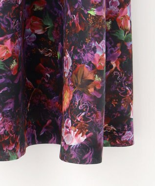 自由区 【カトリエムブーケ】フラワープリントフレアワンピース ボルドー系