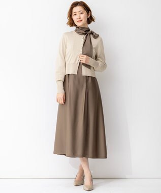 23区 【APPLAUDIR】ノーブルサテン リボンブーケレースコンビ ドレス ブラウン系