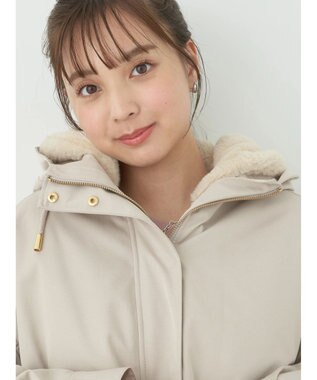 earth music&ecology マルチウェイマウンテンパーカー（ファー） Beige