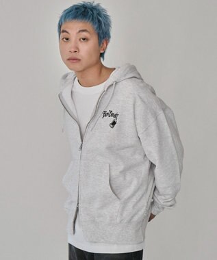 WEGO 【ユニセックス着用ITEM/MLサイズ展開】別注BENDAVISグラフィックジップパーカー アッシュグレー