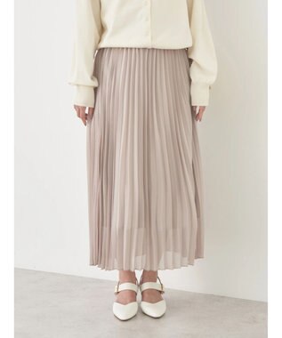 earth music&ecology すきな丈シフォンプリーツスカート Gray Beige