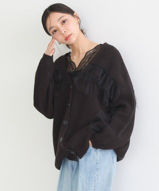 earth music&ecology チュールフリルカーディガン