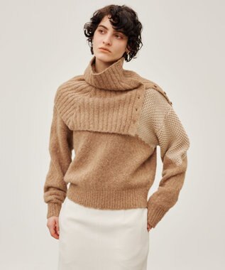 BEIGE， GLAIEULS / アルパカ混インターシャスヌード Milk tea