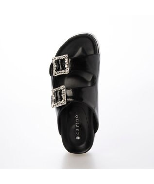 MODE ET JACOMO <carino>厚底ビジューバックルサンダル ブラック