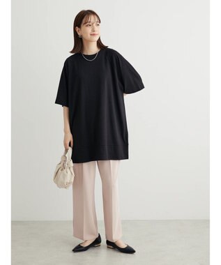 Green Parks 接触冷感５分袖ラグランチュニック Black