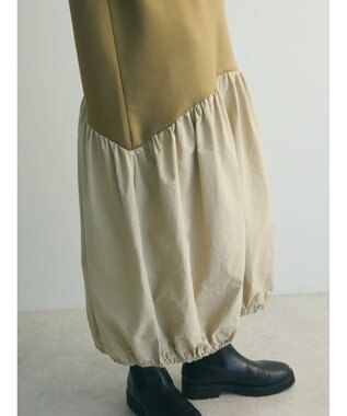 Green Parks ａ．異素材切り替えバルーンワンピース Khaki