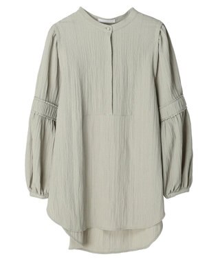 Green Parks 表面変化比翼シャツチュニック Smoky Green