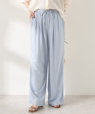 AMERICAN HOLIC 【接触冷感】リネンブレンドタックワイドパンツ Light Blue