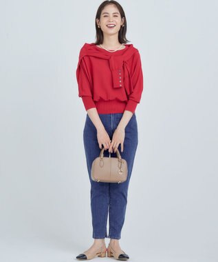 組曲 L 【5色展開・UVケア】スタイルアップ ドルマンスリーブ ニット チェリーレッド系