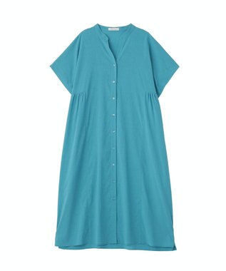 Green Parks 半袖シアースキッパーシャツワンピース Blue