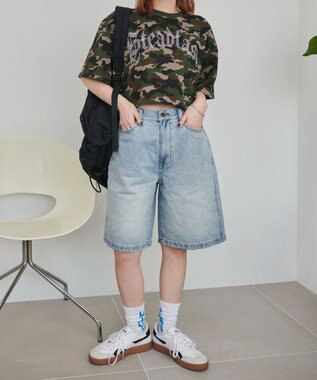 WEGO 【SMサイズ展開】ヴィンテージウォッシュデニムハーフパンツ デニム淡色