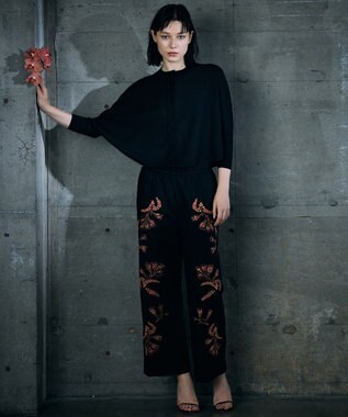 自由区 【カトリエムブーケ】Poncho en tissu sy  nthetique  ポンチョプルオーバー ブラック