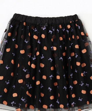 ANY KIDS ラメチュールフレアスカート ブラック×カボチャ