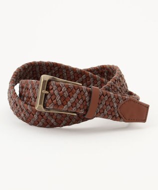 JOSEPH ABBOUD 【ストレッチ/日本製】レザーウールメランジ ベルト ダークブラウン系