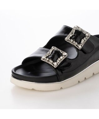 MODE ET JACOMO <carino>厚底ビジューバックルサンダル ブラック