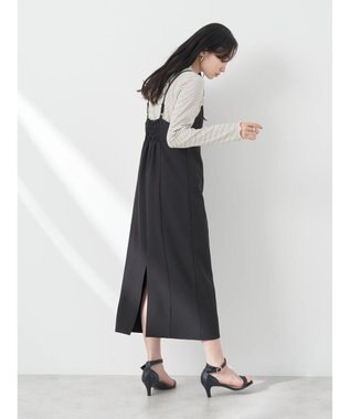 earth music&ecology バックスリットＩラインキャミワンピース Black