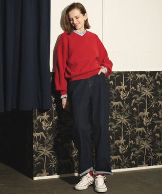 ANY L 【ウエストゴム】ストレートワイドデニム ダークインディゴ