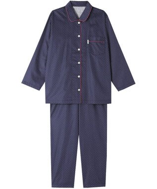 ワコール／睡眠科学 パジャマ 長袖 長ズボン 綿100%(本体) サテン生地 光沢感 なめらかな肌ざわり 上下セット 前開き YDX536 睡眠科学／ワコール