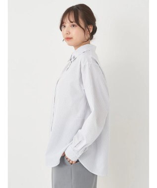 earth music&ecology ワンポイントロゴシャツ Stripe Gray