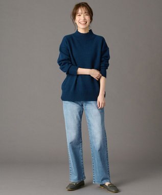 ANY ラムウールボトルネックプルオーバー ダークブルー