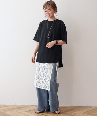 AMERICAN HOLIC ジョーゼットラウンドヘムトップス Black