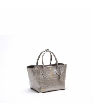 A.D.M.J. 【牛革】クロコ型押しキューブトート21cm(ショルダーストラップ付) GG