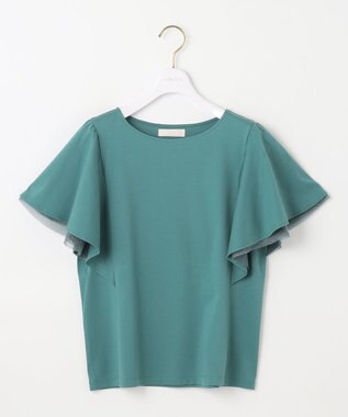ANY SIS 【接触冷感・UVケア】着映えフリルスリーブ カットソー グリーン