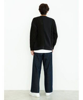 CRAFT STANDARD BOUTIQUE ケーブルニット切り替え裏起毛スウェット Black