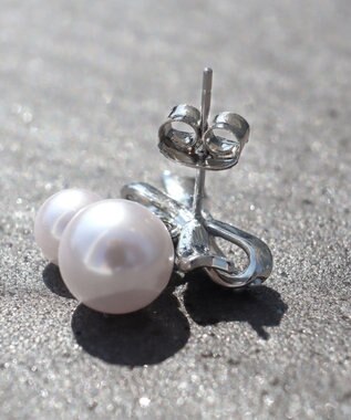 Tiaclasse 【金属アレルギー対応】チェリーパールリボンピアス シルバー