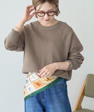 AMERICAN HOLIC ソフトコットンスウェットライクニットトップス モカ