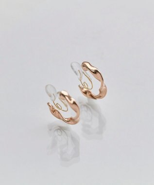 Phoebe 【金属アレルギー対応】【痛くないシリーズ】モーションメタルクリスタルループフィットイヤリング　シャンパンゴールド シャンパンゴールド