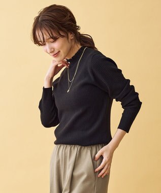 ANY L 【6色展開】フリルネックニット ブラック