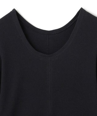 BEIGE， 【洗える】GLOBE / コットンリブ前後2WAYカットソー Black