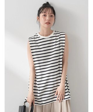 earth music&ecology ボクシーノースリーブチュニック Border